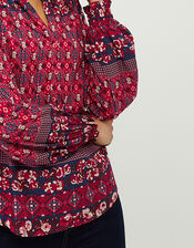 Deanna Printed Blouse in Sustainable Viscose, Orange (CORAL), large