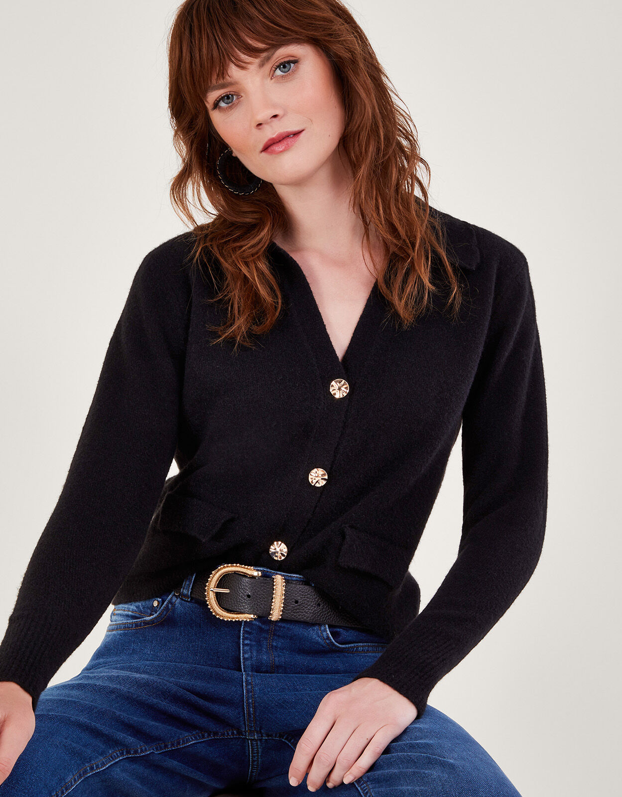 V Neck Cardigan Black Cardigans Monsoon UK
