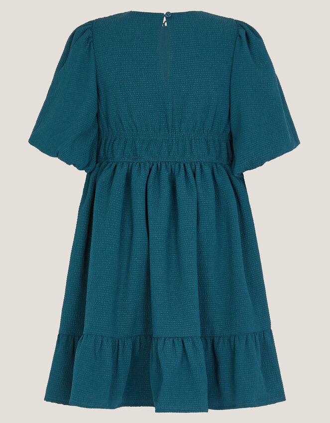 Crochet Yoke Tiered Dress, Blue (NAVY), large