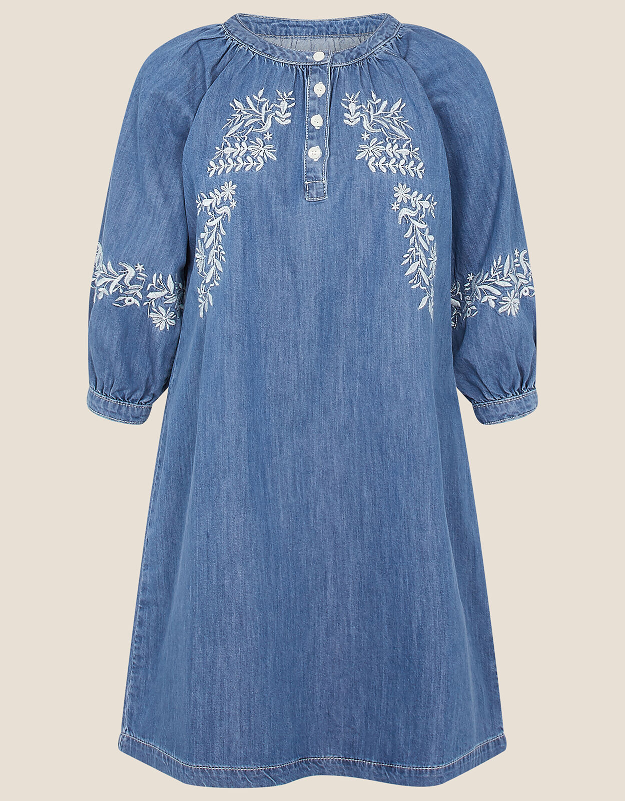 Denim dress shop with embroidered flowers