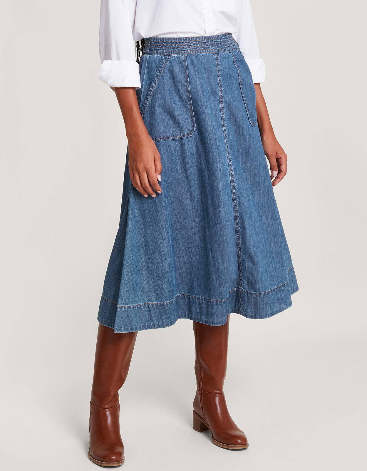 Pull on denim skirt clearance