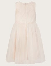 Darcie 3D Flower Glitter Tulle Dress, Gold (GOLD), large