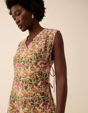 East Aurelie Hand-Woodblock Botanical Print Dress, Multi (MULTI), large