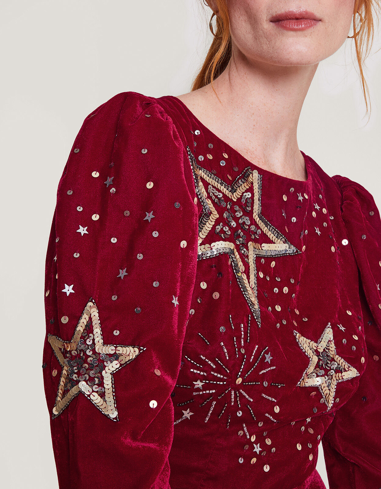 Monsoon red velvet dress store