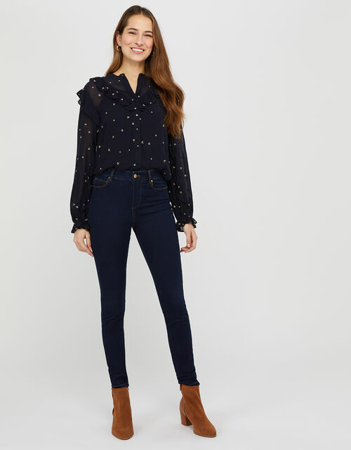 Nadine Dark Rinse Skinny Jeans With Organic Cotton Blue Trousers Leggings Monsoon Uk