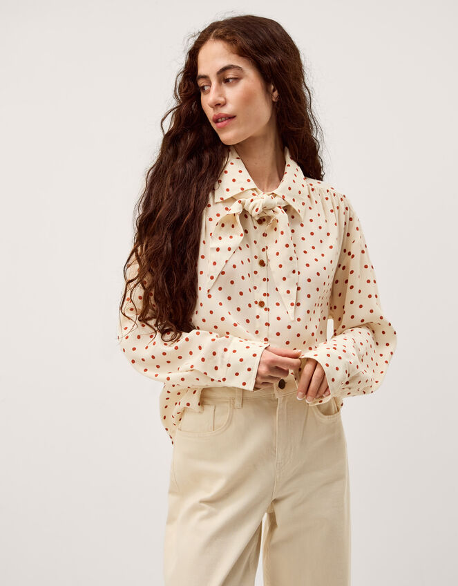 Esme Polka Dot Shirt & Scarf  Ivory