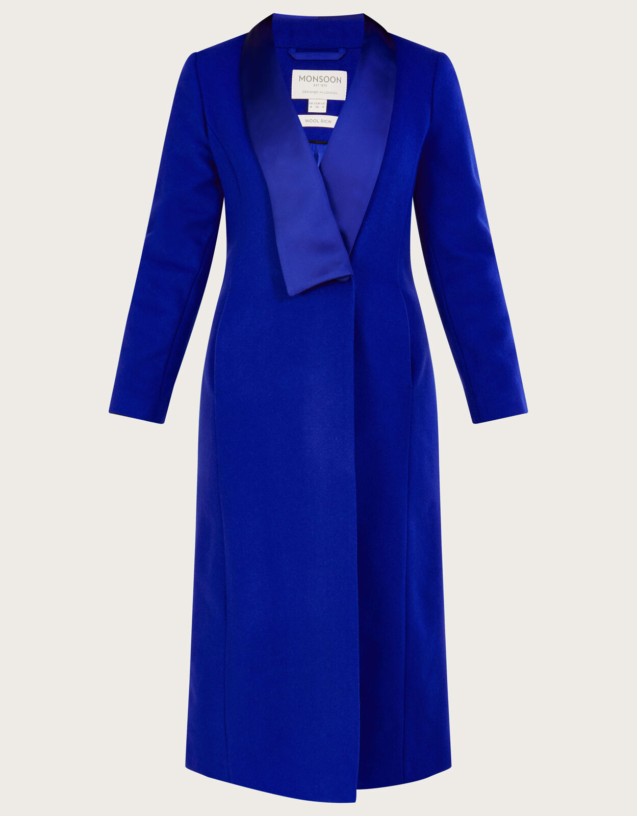 Royal blue long wool coat online