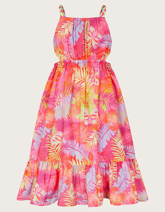 Palm Print Crepe Dress, Multi (MULTI), large