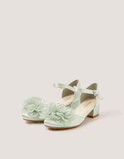 Corsage Satin Heels, Green (SAGE), large