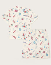 London Space Print Short Pyjamas Set, White (WHITE), large