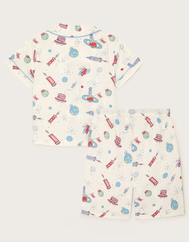 London Space Print Short Pyjamas Set, White (WHITE), large