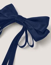 Ribbon Bow School Hair Clip, Blue (NAVY), large