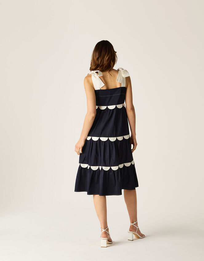 Mirla Beane Tiered Scallop Dress, Blue (NAVY), large