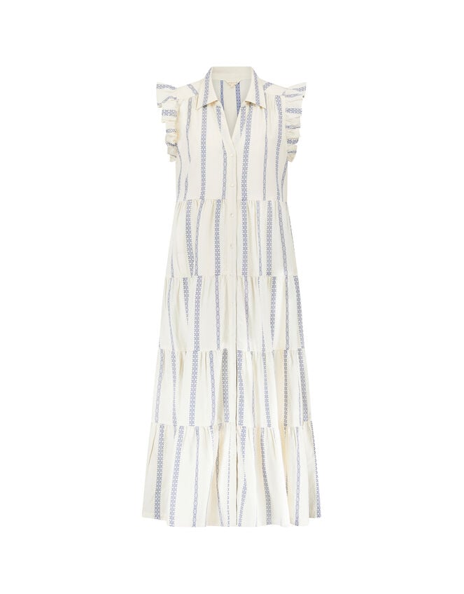 East Corrine Frill Tiered Maxi Dress, White (WHITE), large
