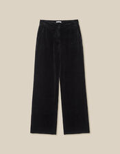 Mila Velvet Straight Leg Trousers, Black (BLACK), large