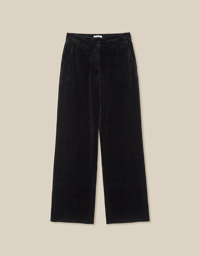Mila Velvet Straight Leg Trousers, Black (BLACK), large