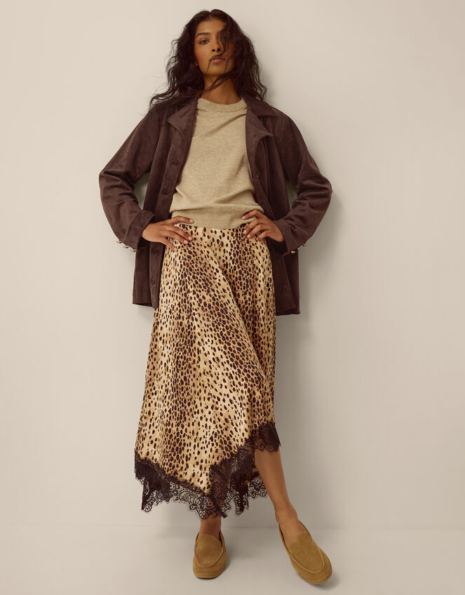 Eva Faux Suede Longline Jacket, Brown (DARK BROWN), large