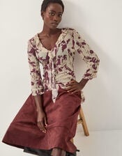 Bora Floral Ruffle Top, Natural (NATURAL), large