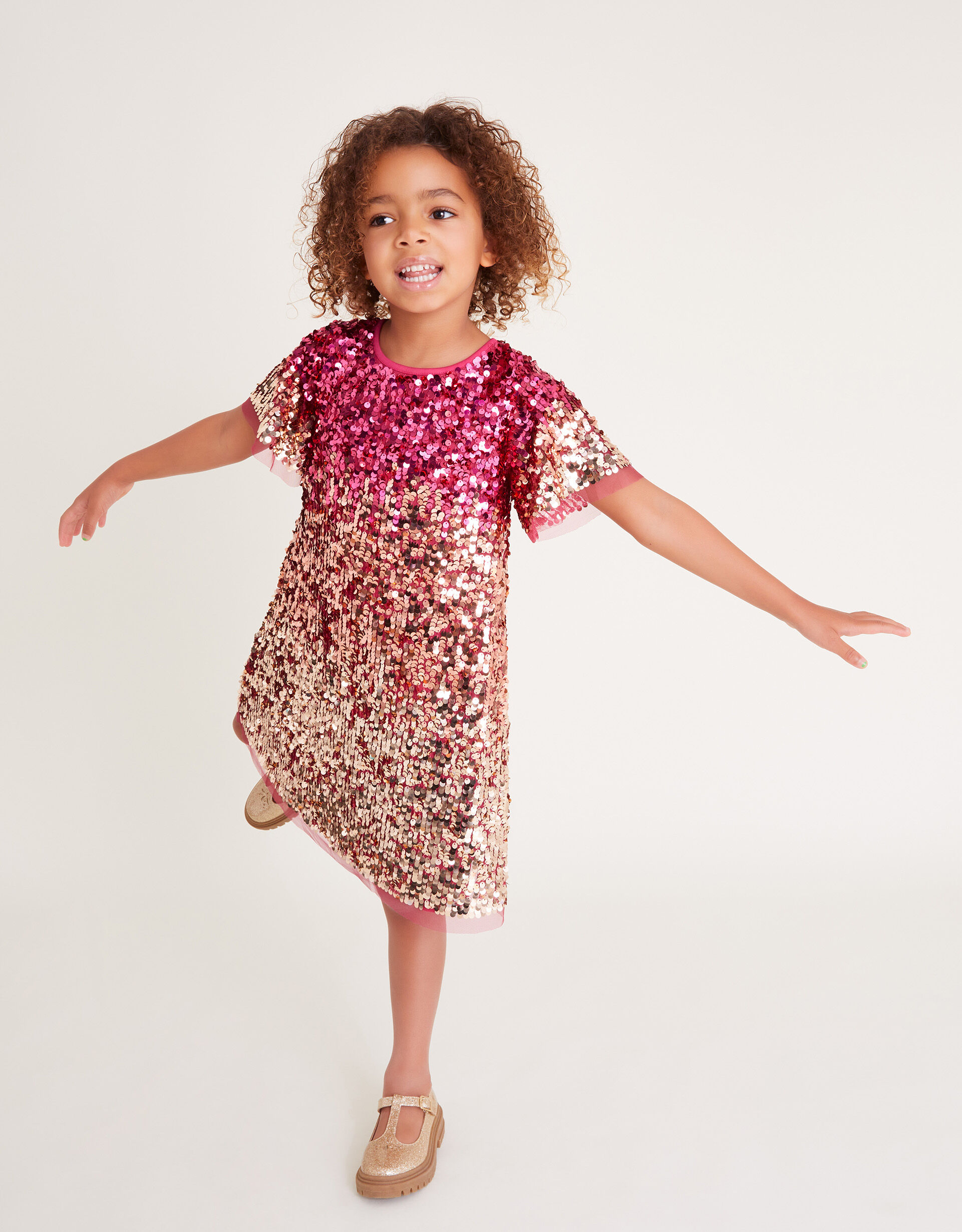 Monsoon pink sequin dress clearance