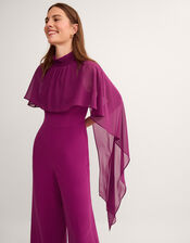 Valerie Cape Wide Leg Jumpsuit, Purple (PURPLE), large