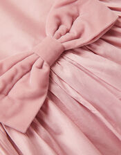 Baby Velvet Bow Bubble Hem Dress, Pink (DUSKY PINK), large