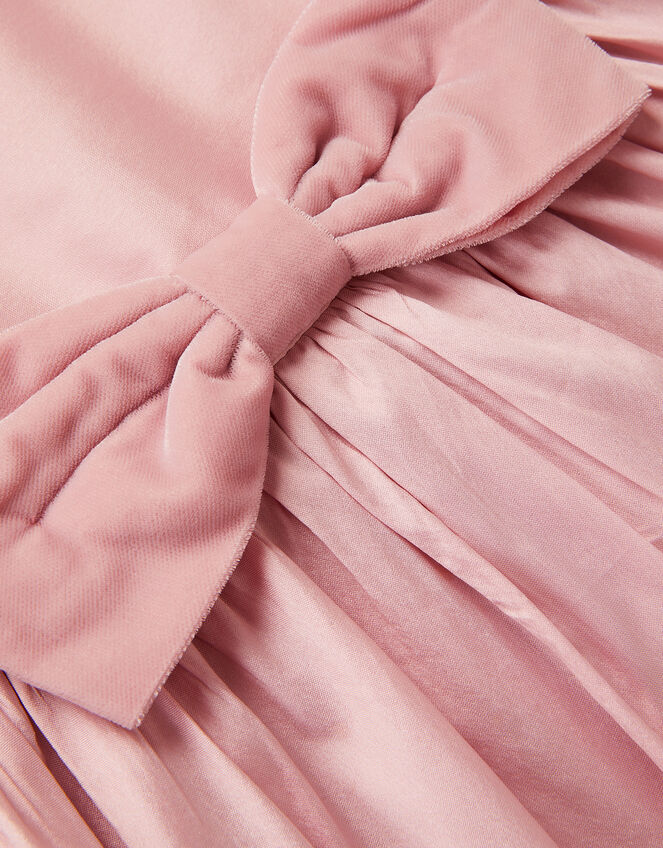 Baby Velvet Bow Bubble Hem Dress, Pink (DUSKY PINK), large