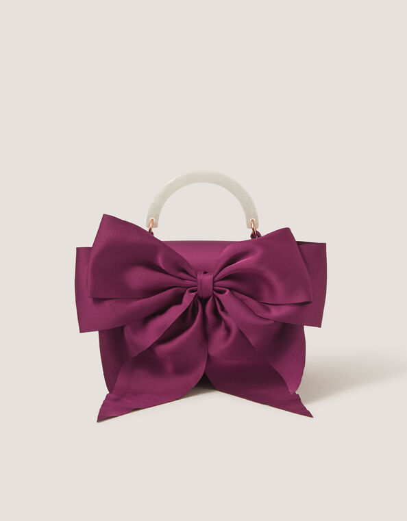 Satin Bow Bag, Red (BURGUNDY), large
