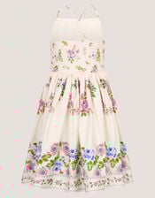 Rose Border Print Party Dress, Multi (MULTI), large