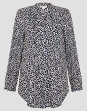 Molly Abstract Print Pintuck Blouse, Blue (NAVY), large