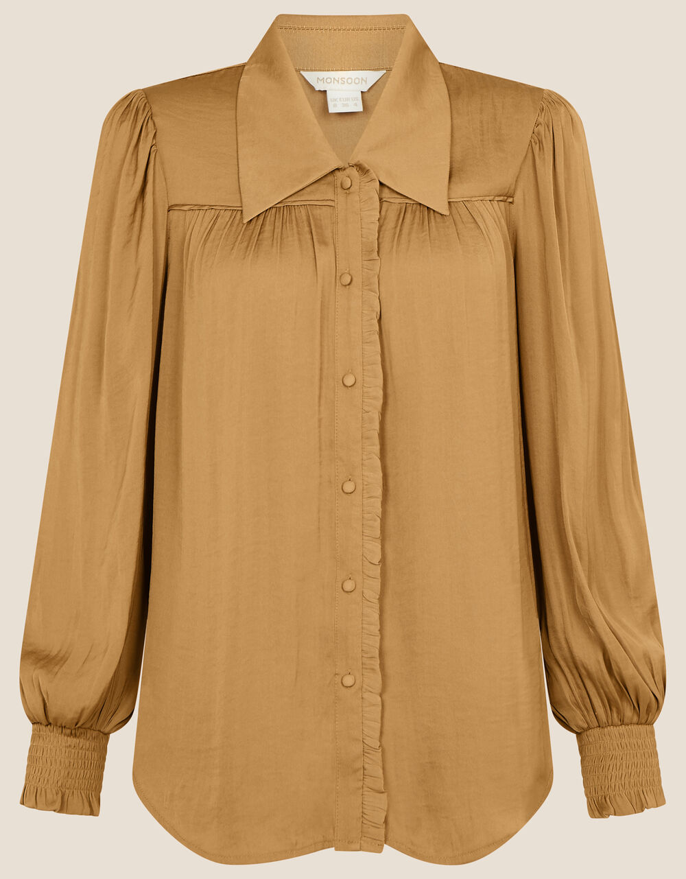 Gold Coral Cross-over Satin Blouse SAMPLE