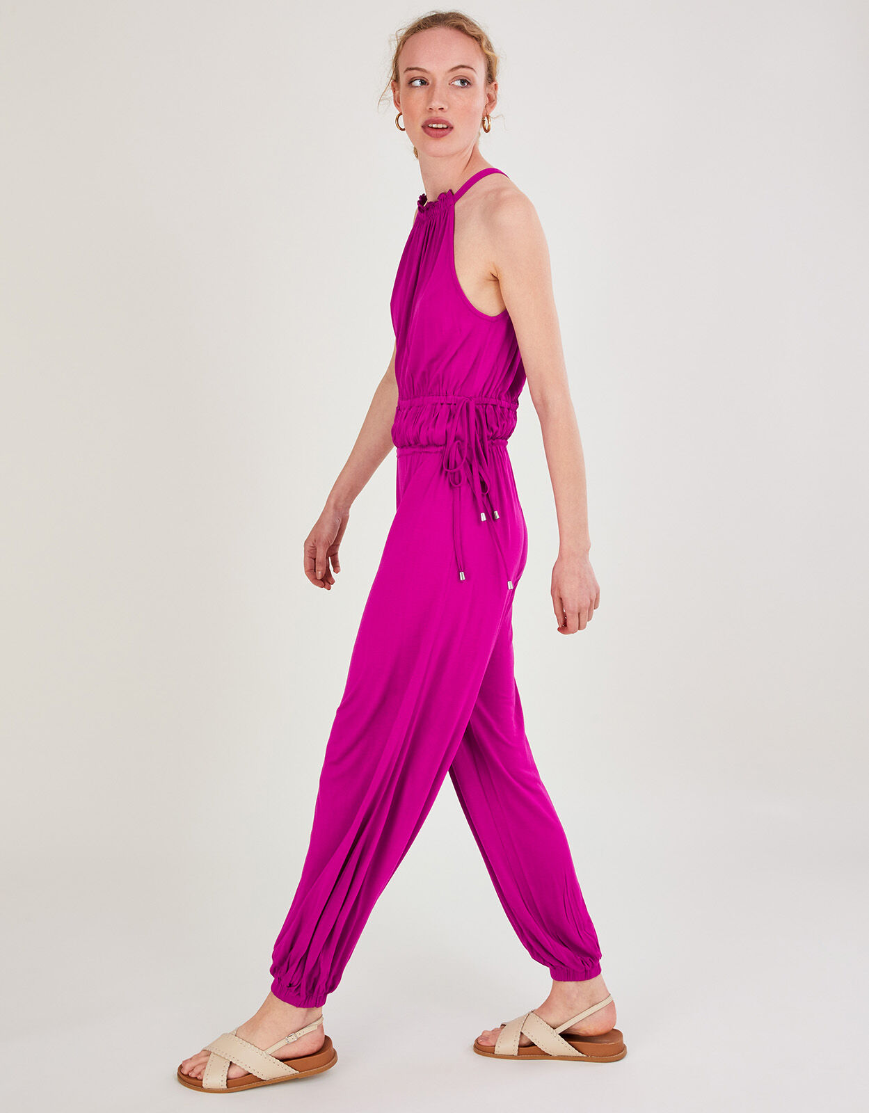 Pink best sale jersey jumpsuit