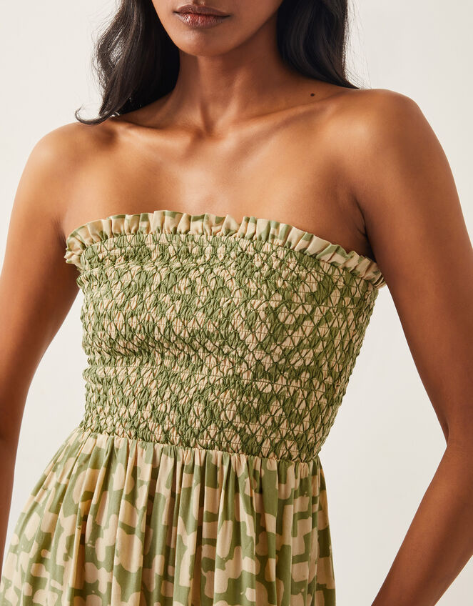 Ania Geometric Bandeau Dress Green