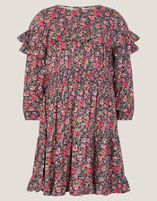 Ditsy Floral Ruffle Dress, Blue (NAVY), large