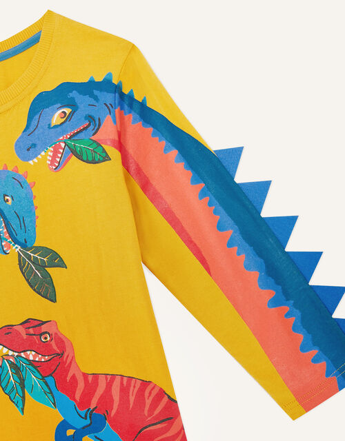 Dinosaur Long Sleeve T-Shirt, Yellow (MUSTARD), large