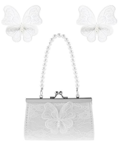 Pearly Lace Butterfly Bag and Clip Set, , large