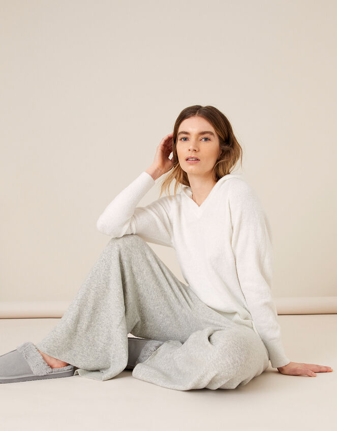 LOUNGE Lola Hooded Jumper, Ivory (IVORY), large