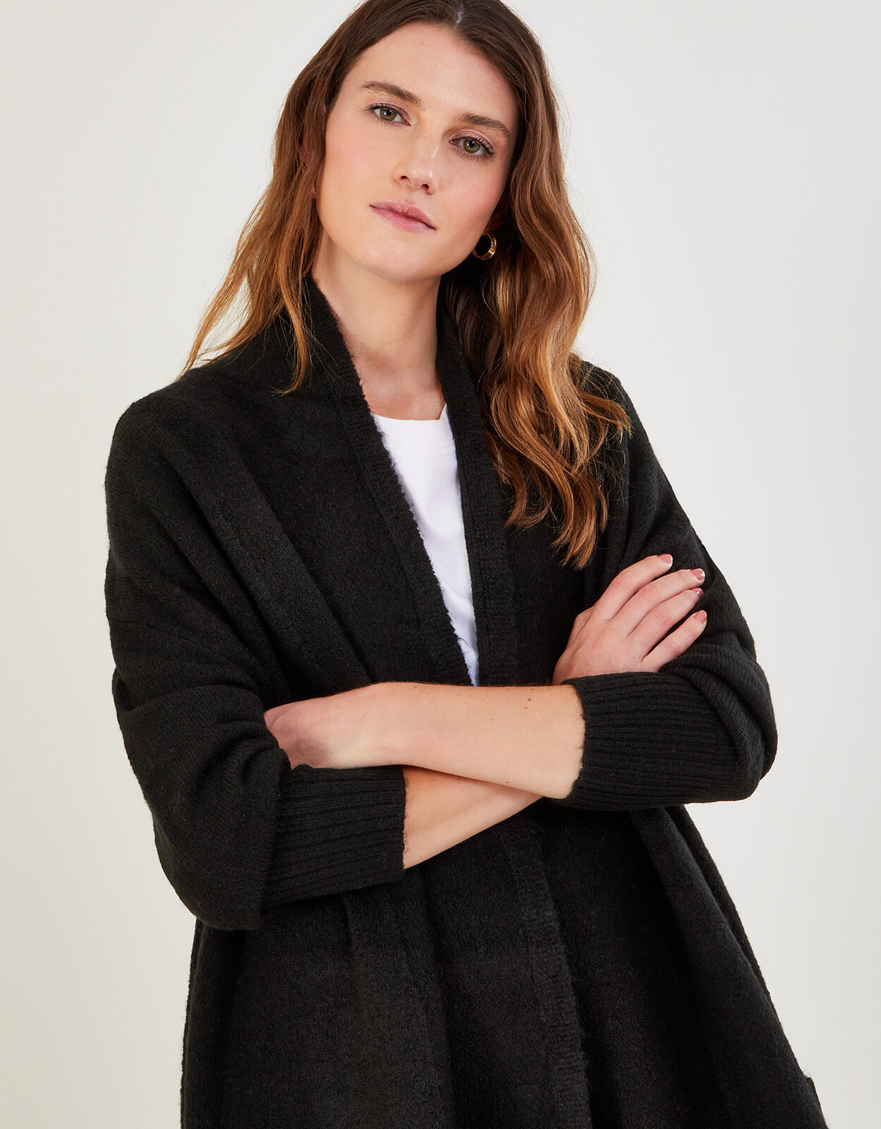 Longline Pocket Cardigan with Recycled Polyester Black Cardigans Monsoon UK