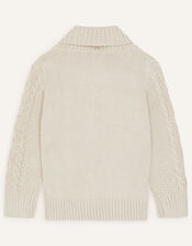 Shawl Collar Cable Knit Jumper, Camel (OATMEAL), large