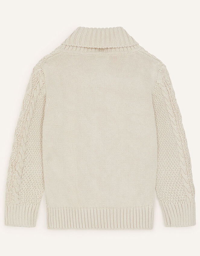 Shawl Collar Cable Knit Jumper, Camel (OATMEAL), large