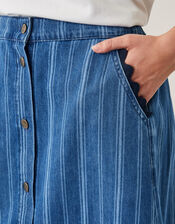 Ottilie Stripe Denim Midi Skirt, Blue (DENIM BLUE), large