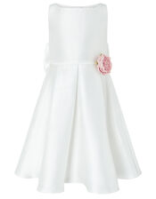 Betty Twill Bow Occasion Dress, Ivory (IVORY), large