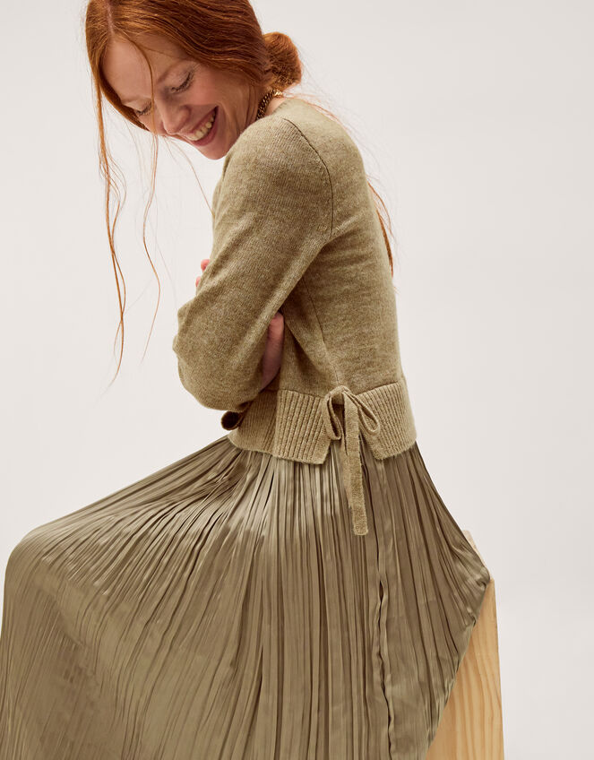 Nayla Jumper Pleated Midi Dress Mink