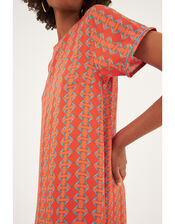 DEEBA Swing Reversible Print Dress, Orange (ORANGE), large