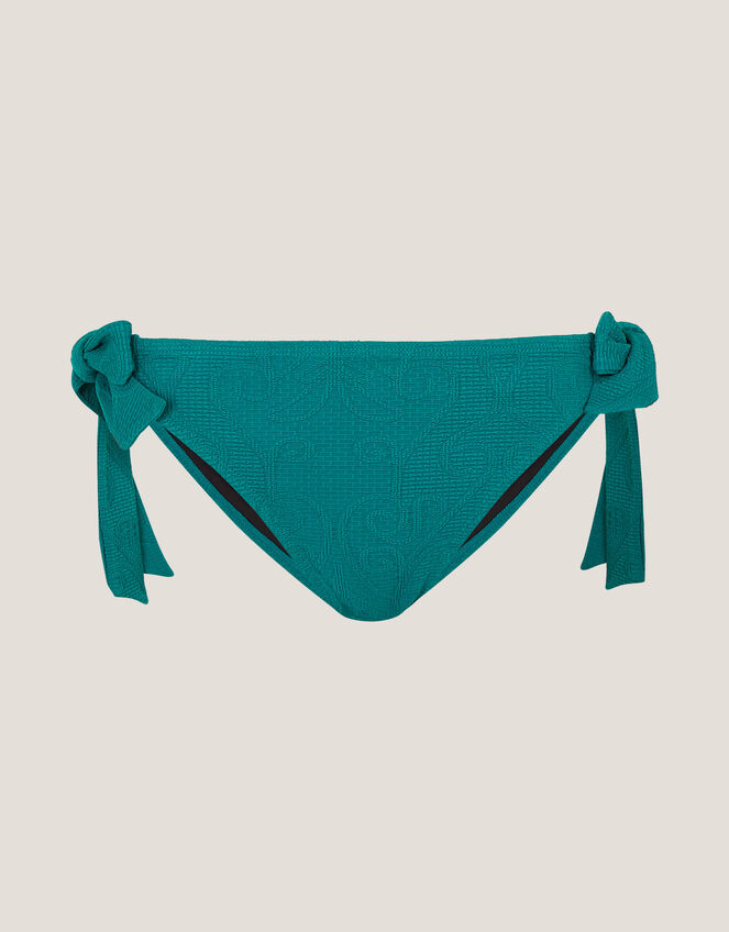 Mia Textured Tie Side Bikini Bottoms Teal