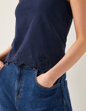 Cara Cutwork Cami Top, Blue (NAVY), large