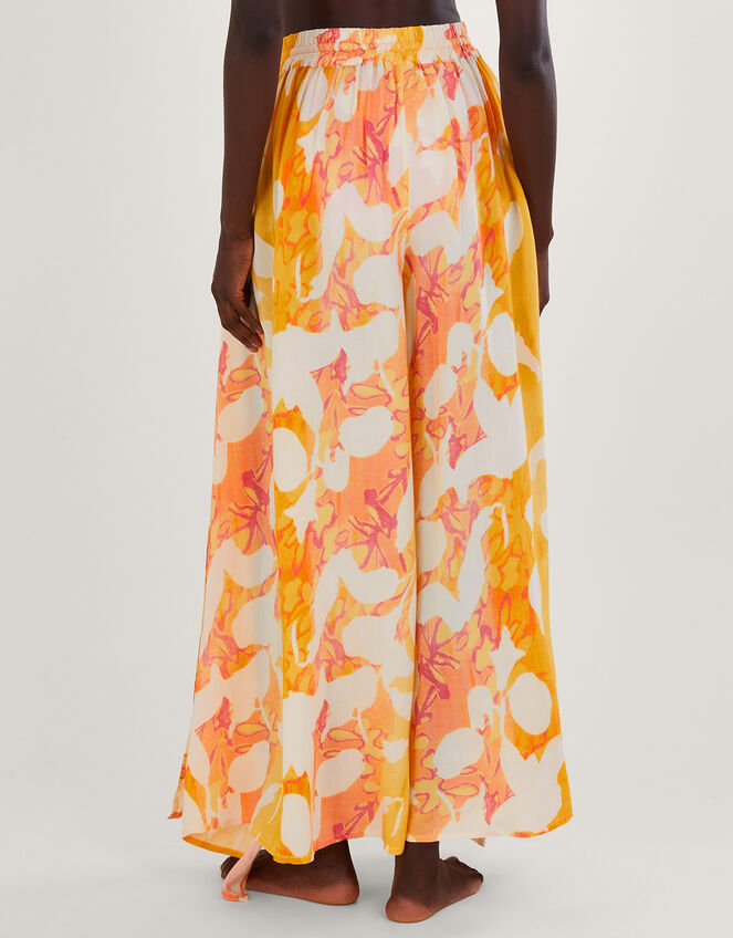 Abstract Print Side Split Trousers, Orange (ORANGE), large