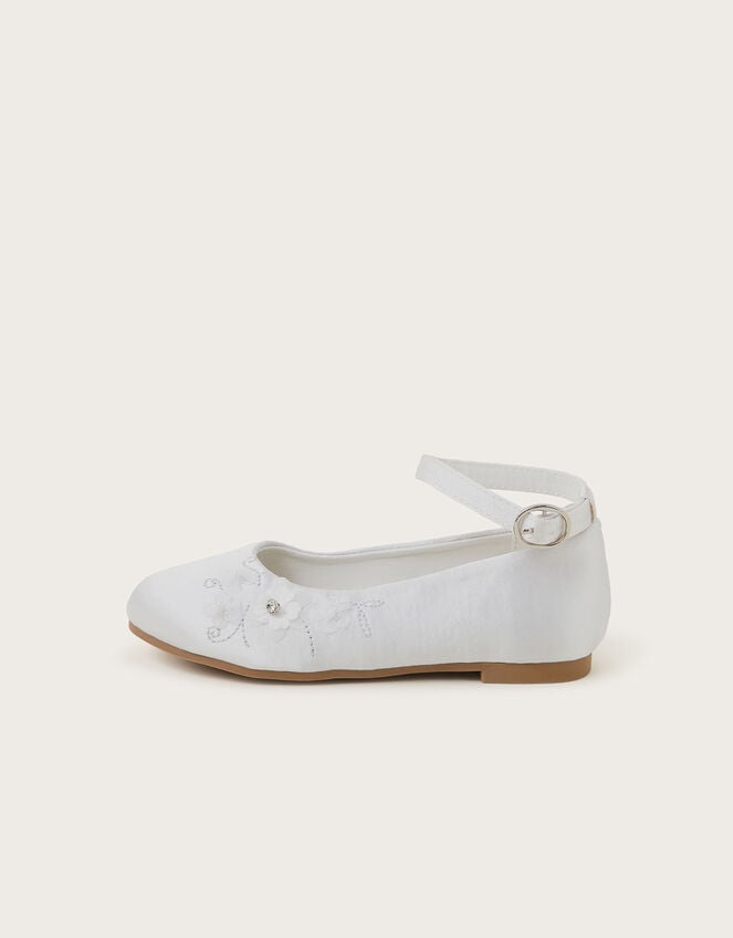 Communion Flower Ballet Flats, White (WHITE), large