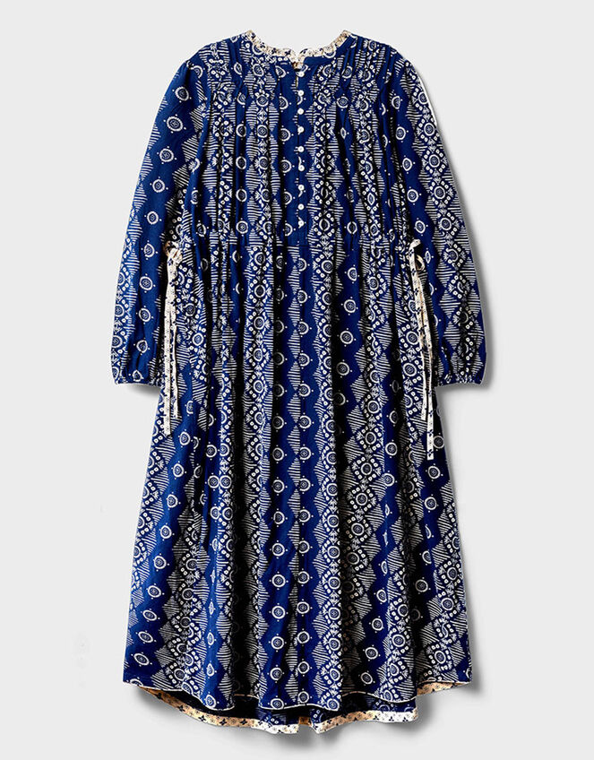 East Celine Textured Cotton Midi Dress, Blue (NAVY), large