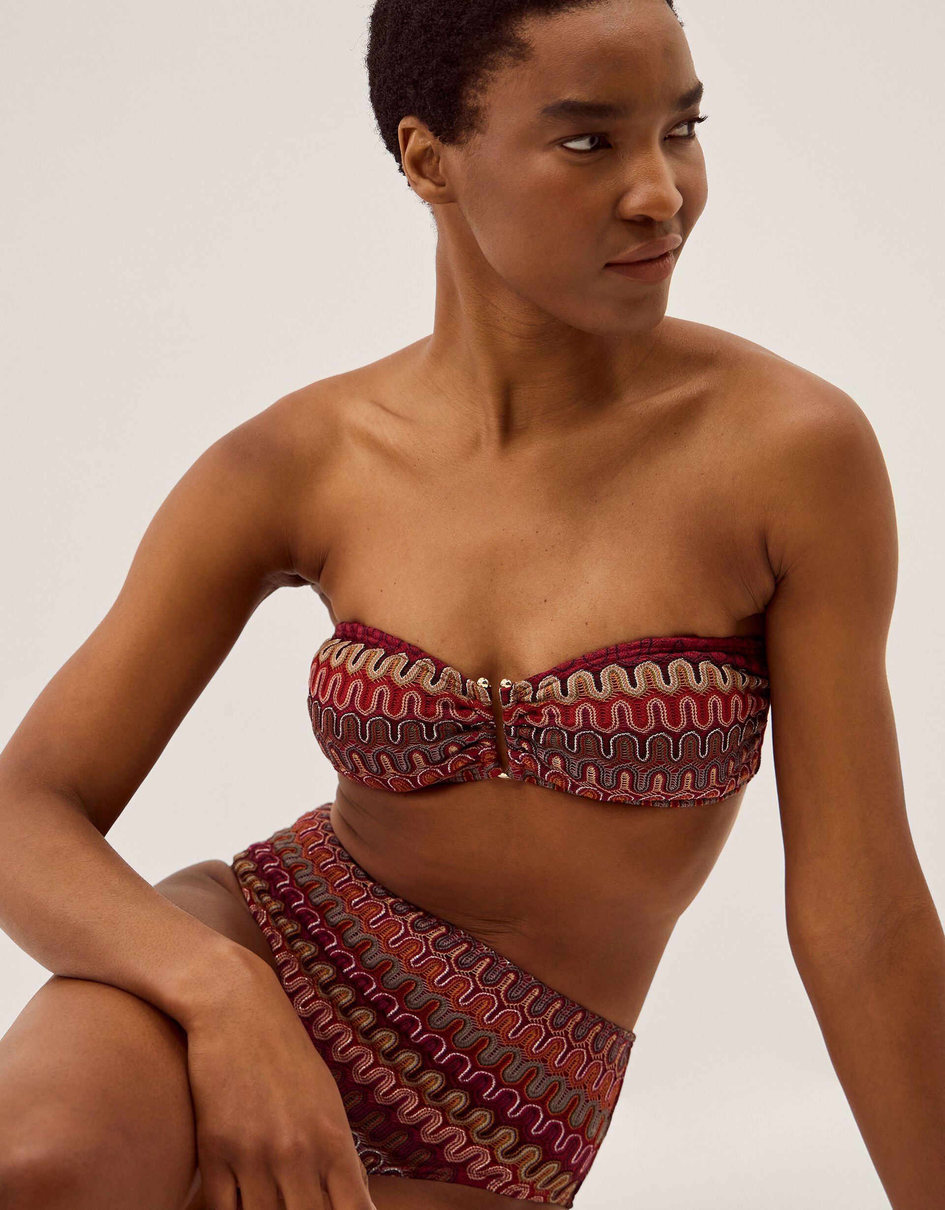 Zaria Knit Bandeau Bikini Top Red