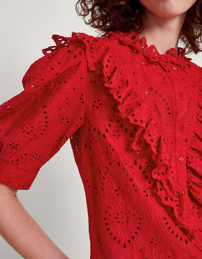 Mari Broderie Blouse , Red (RED), large